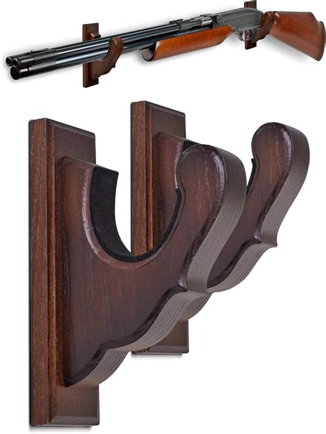 teslyar gun rack wall mount real hardwood ash with felt lining hangers gun holder for