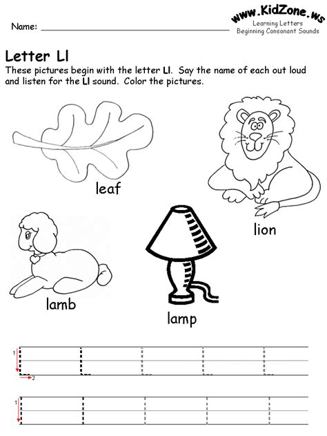 Beginning Consonant Sound Worksheets Letter L Worksheets Preschool