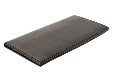Checkbook Wallet Cover Mens Womens Genuine Leather Zipper Pocket Slim