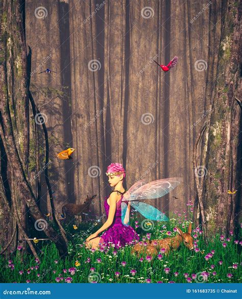 Little Pixie In Magical Forest Stock Illustration Illustration Of