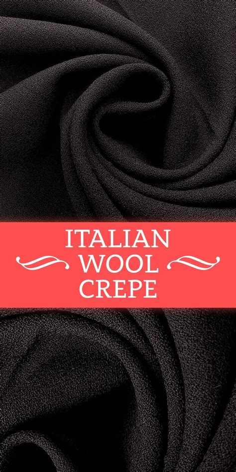 The Italian Wool Crepe Is Shown In Black And Red With White Lettering