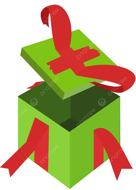 La Caja De Regalo Verde Con Una Cinta Roja Vector Png Dibujos Regalo