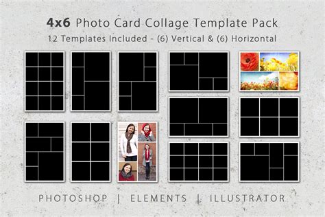 4x6 Photo Card Collage Template Pack Creative Card Templates