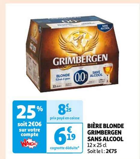 Promo Bière Blonde Grimbergen Sans Alcool Chez Auchan