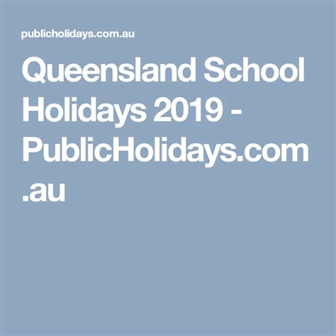 Queensland School Holidays 2019 School Holidays Queensland School