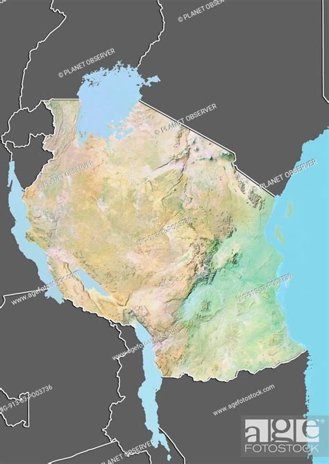 Relief Map Of Tanzania With Border And Mask This Image Was Compiled