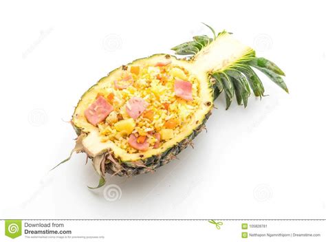 Gebratener Reis Der Ananas Mit Schinken Stockbild Bild Von Zwiebel