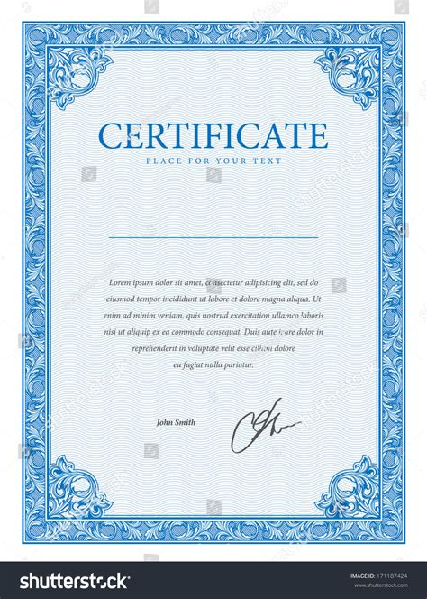 Template Border Diplomas Certificate Currency Vector Stock Vector
