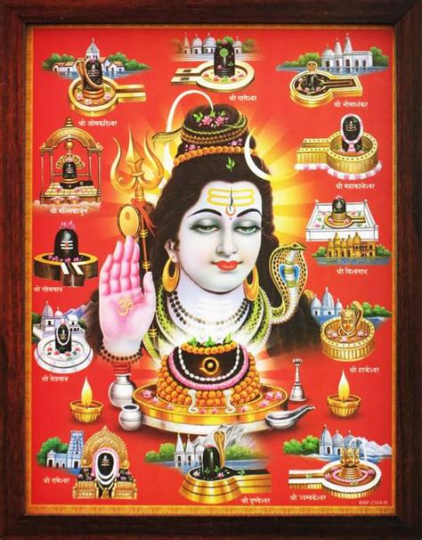 Lord Shiva With 12 Jyotirlinga A Poster Painting With Frame Etsy