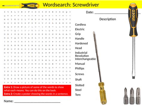 Screwdriver Tool Wordsearch Puzzle Sheet Keywords Settler Starter Cover