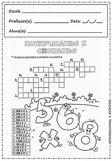 Multiplicando E Cruzando Atividades De Multiplicação Matemática