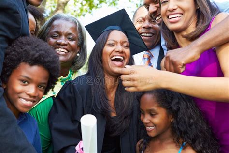 African American Student Celebrates Graduation Stock Photo Image Of