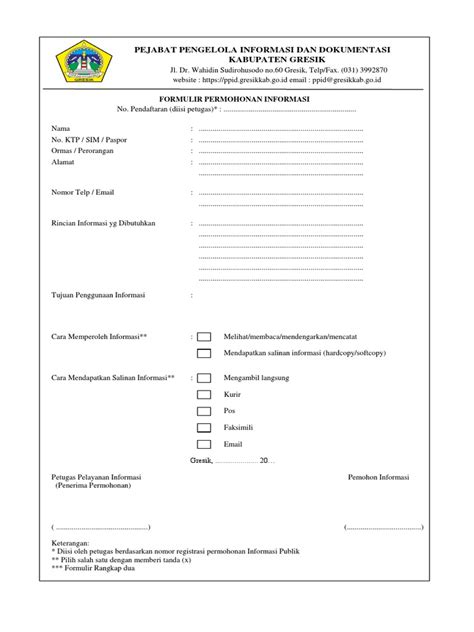 Contoh Form Untuk Permintaan Data Ppid Pdf