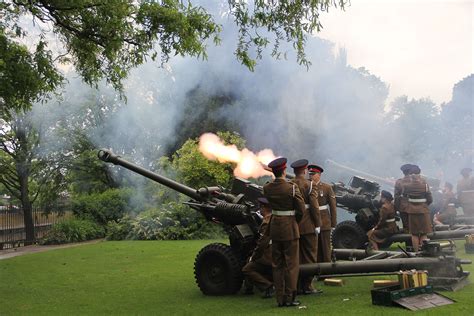 Pictured: Queen's official birthday marked with 21-gun salute in Museum ...