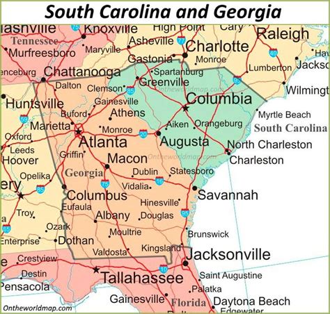 Map Of Georgia And South Carolina Georgia Map South Carolina South