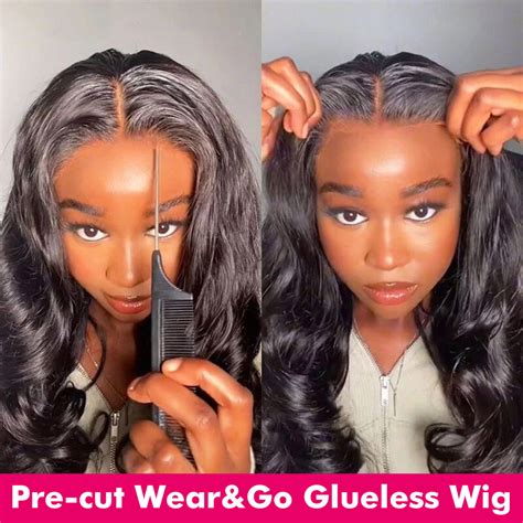 Glueless Preplucked Human Wigs Ready To Go Body Wave Lace Front Wig For