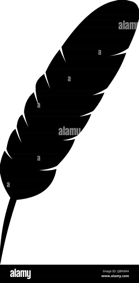 Vector Illustration Of The Black Silhouette Of A Bird Feather Stock