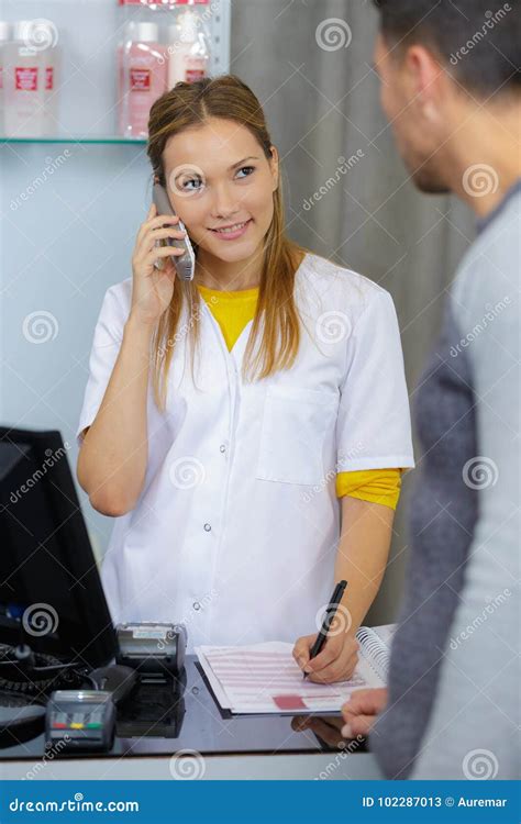 Receptionist Clinic Taking Information Stock Image Image Of