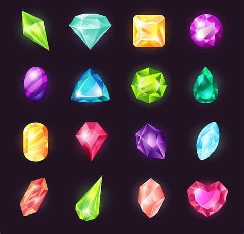 Premium Vector Cartoon Gemstones Magic Crystals Jewel Stone