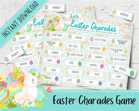 Easter Charades Game Easter Guesstures Easter Party Games Etsy
