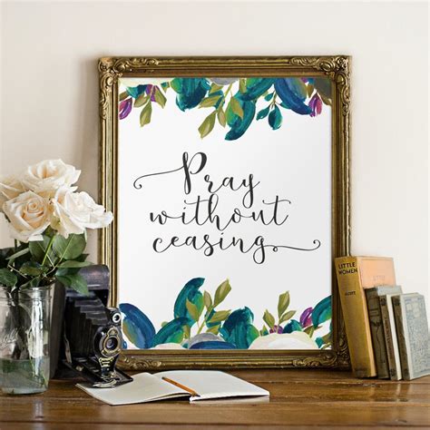 Christian Wall Art Bible Verse Art Pray Without Ceasing Etsy