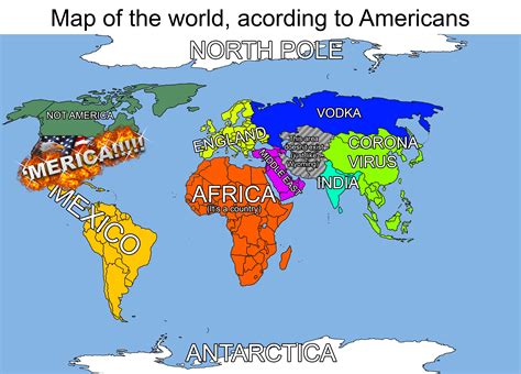 map of the world according to americans r funny