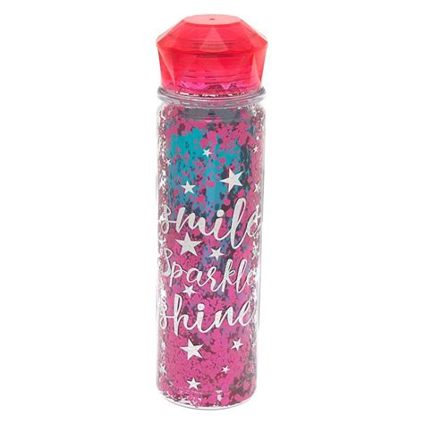 Smile Sparkle Shine Shaker Glitter Water Bottle Pink Glitter Water