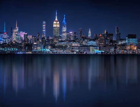View Of Midtown Manhattan At Night With Reflection In The Flickr