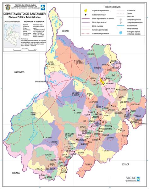 Mapa Departamentos Colombia