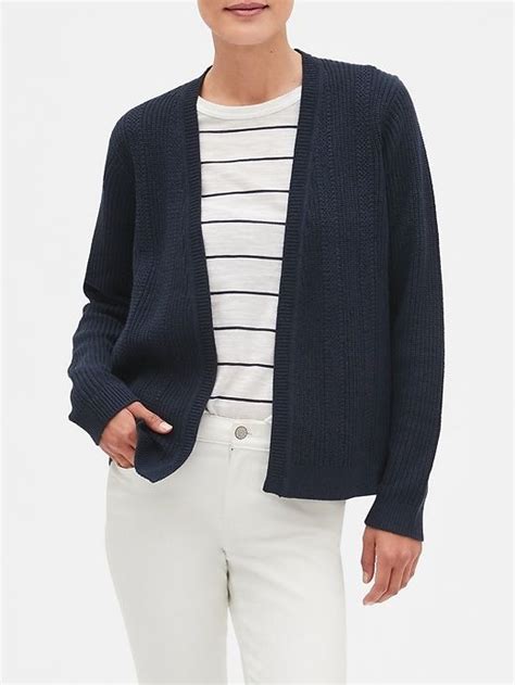Cable Knit Open Front Cardigan Banana Republic Factory Work Suits