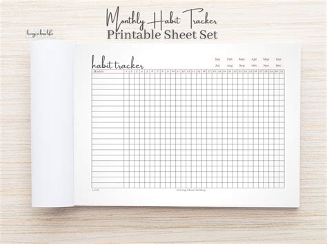 Monthly Habit Tracker Printable Sheets Minimalist Printable Etsy