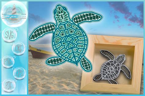 D Mandala Layered Design Sea Turtle Mandala Svg File Cut