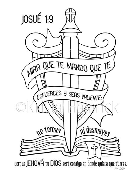 SPANISH Be Strong / Joshua 1:9 coloring page in two sizes | Etsy