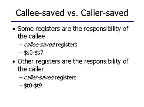 Callee Saved Vs Caller Saved