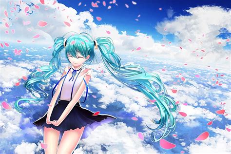 Anime Anime Girls Clouds Hatsune Miku Wallpapers Hd