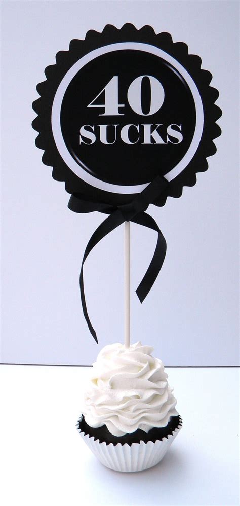 40th Birthday Cake Topper 40 Sucks Cake Decoration Black Etsy