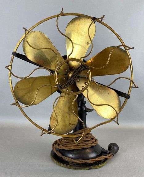 Westinghouse Electric Brass Blade Fan Matthew Bullock Auctioneers