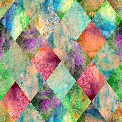 Argyle Geometric Watercolor Seamless Pattern Stock Illustration