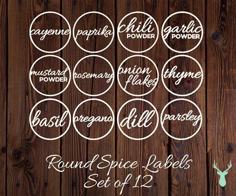 Round Spice Labels Spice Jar Labels Spice Labels Cursive Etsy