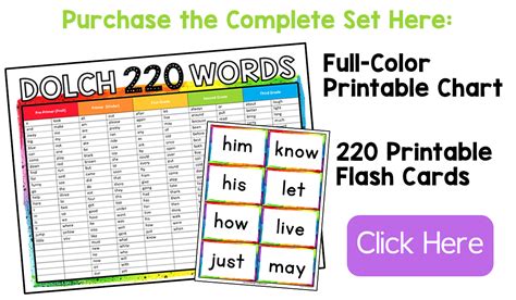 220 Dolch Word List Printable