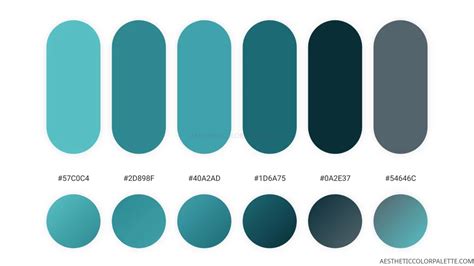 Dark Teal Colors With Hex Codes Aesthetic Color Palette