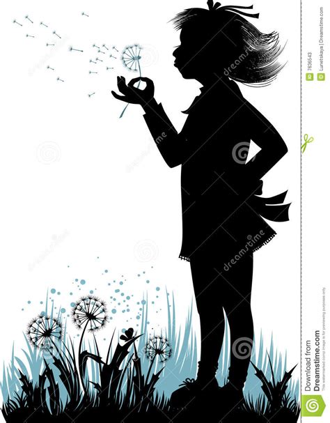 Girl With The Dandelion Stock Vector Illustration Of Garden 7636543
