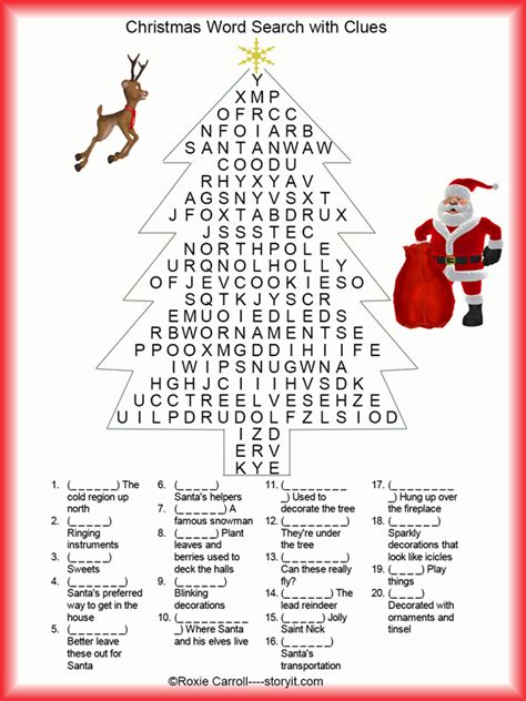 I spy christmas picture riddles fill this book turn the pages take a look brainy. Christmas Clued Word Search Puzzle
