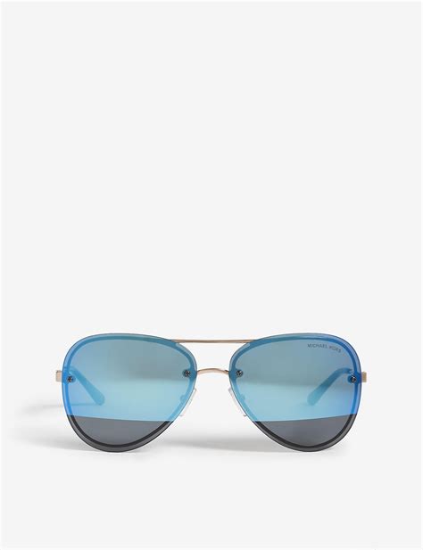 Michael Kors La Jolla Aviator Frame Sunglasses In Rose Gold Tone Blue