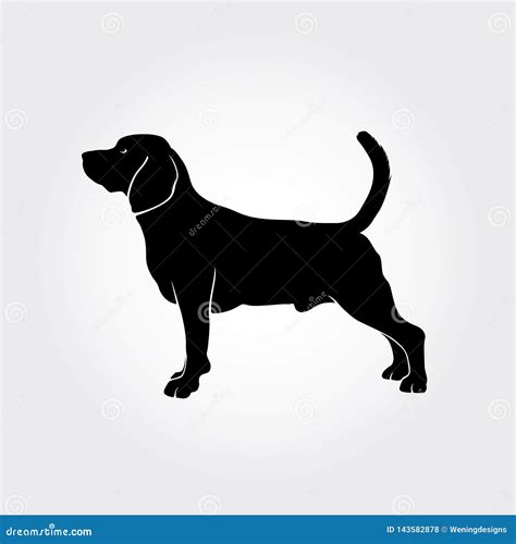 Vector Beagle Dog Silhouette Stock Vector Illustration Of Element