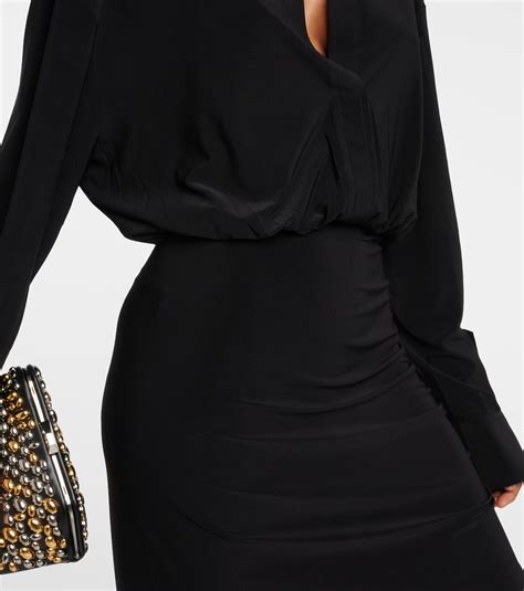 Shirred Jersey Midi Dress In Black Norma Kamali Mytheresa