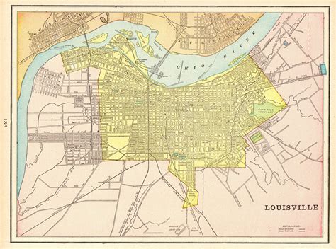 1896 Antique Louisville City Map Of Louisville Kentucky Street Etsy
