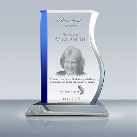 Retirement T Crystal Plaque Progress Award 019 Goodcount 3d