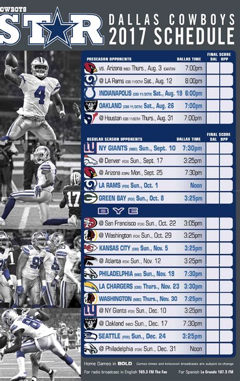 Dallas Cowboys Printable Schedule Printable Templates