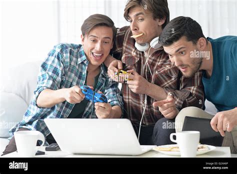 Men Playing Computer Games Stock Photo Alamy